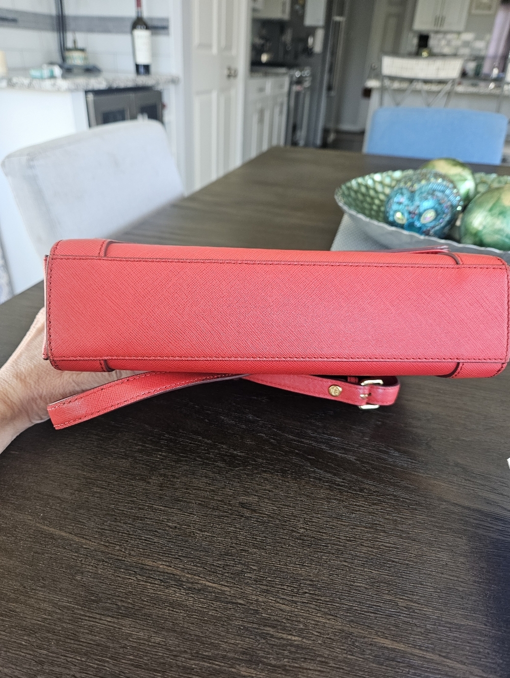 MCM Red Saffiano Leather Shoulder Crossbody Bag - Picture 7 of 10